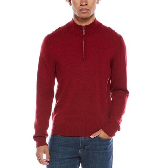 Mette MensMerino Wool 1/4-Zip Mock Neck Sweater Red